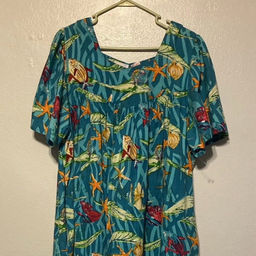 Sita Mumu/kaftan house dress in sea ocean theme sz large